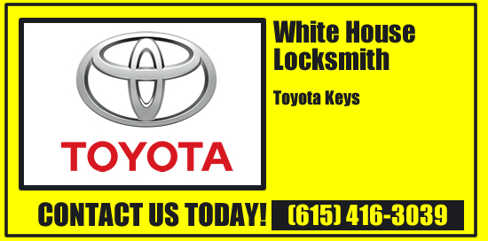 Toyota Vehicle Keys. Lost your key to your Toyota car truck or van. Call White House locksmith today. We make keys to Toyta vehicles.